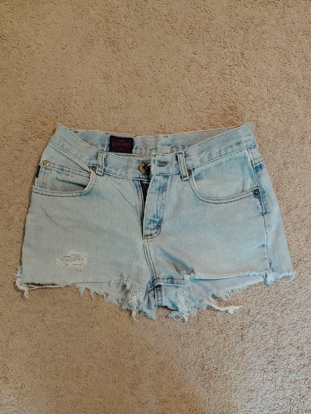 Lee Light Blue Distressed Denim Cutoff Shorts, Size S